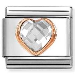 430607/010 Classic C.Z. HEART FACETED steel, 375 gold White