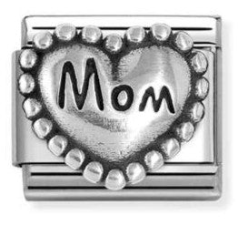 330101/79 Classic OXIDIZED SYMBOLS in st.steel and 925 sterling silver Heart with dots Mom
