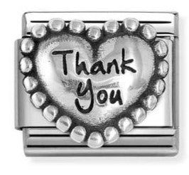 330101/83 Classic OXIDIZED SYMBOLS in st.steel and 925 sterling silver Heart with dots Thank you