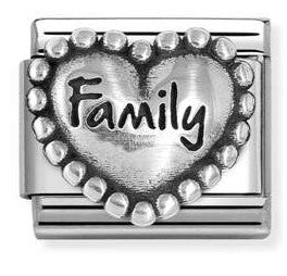 330101/84 Classic OXIDIZED SYMBOLS in st.steel and 925 sterling silver Heart with dots Family