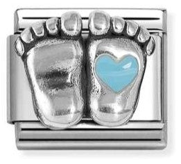 330204/30 Classic SYMBOLS,s/steel, enamel, 925 sterling silver Light blue rounded feet