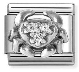 330326/04 Classic ZODIACO RELIEF steel, Cub. zirc and 925 sterling silver Cancer
