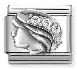 330326/06 Classic ZODIACO RELIEF steel, CZ, 925 sterling silver Virgo