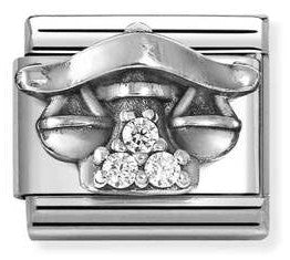 330326/07 Classic ZODIACO RELIEF steel, Cub. zirc and 925 sterling silver Libra