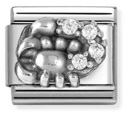 330326/08 Classic ZODIACO RELIEF steel, CZ,925 sterling silver Scorpio