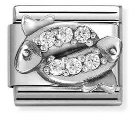 330326/12 Classic ZODIACO RELIEF steel, CZ 925 sterling silver Pisces