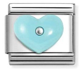 330509/16 Classic STONE SYMBOLS in steel and 925 sterling silver TURQUOISE RESIN heart
