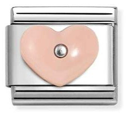 330509/18 Classic STONE SYMBOLS,steel, and 925 sterling silver PINK RESIN heart