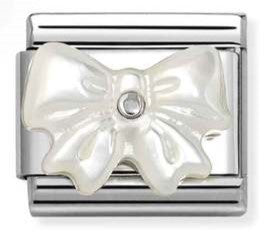 330509/20 Classic STONE SYMBOLS in steel and 925 sterling silver WHITE MOTHER OF PEARL bow