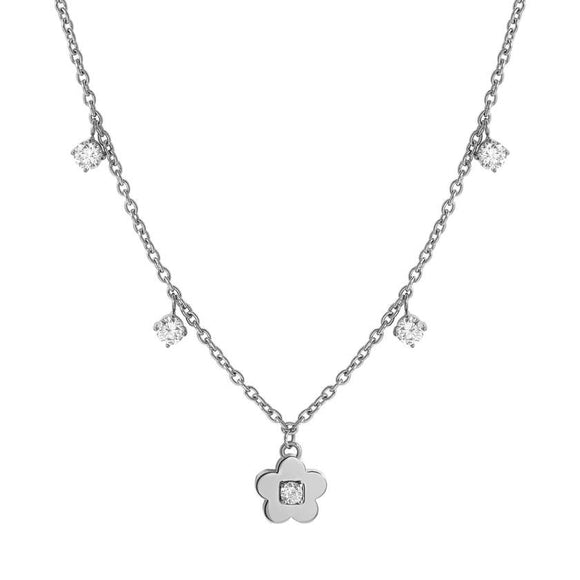 MYSOPHIE necklace in steel and cubic zirconia Flower