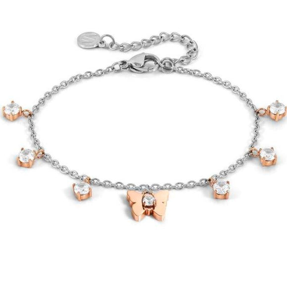 MYSOPHIE bracelets in steel with fin. BITON and cubic zirconia butterfly