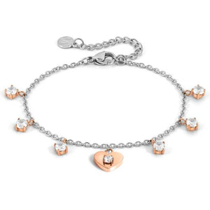 MYSOPHIE bracelets in steel with fin. BITON and cubic zirconia Heart