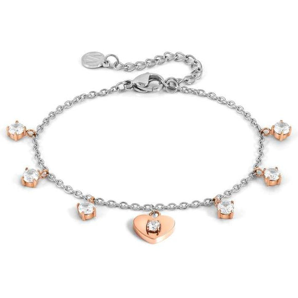 MYSOPHIE bracelets in steel with fin. BITON and cubic zirconia Heart