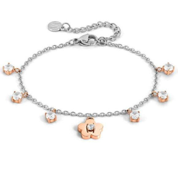 MYSOPHIE bracelets in steel with fin. BITON and cubic zirconia Flower