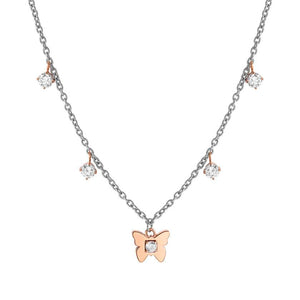MYSOPHIE necklace in steel with BITONE fin. and cubic zirconia butterfly