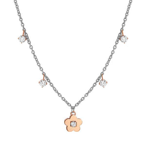 MYSOPHIE necklace in steel with BITONE fin. and cubic zirconia Flower