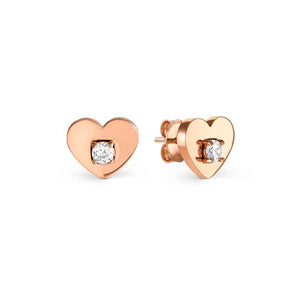 MYSOPHIE earrings in steel with fin. ROSE GOLD and cubic zirconia Heart