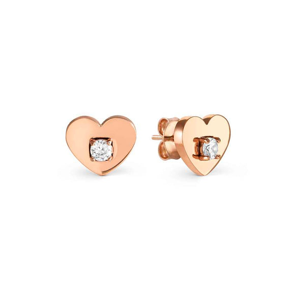 MYSOPHIE earrings in steel with fin. ROSE GOLD and cubic zirconia Heart