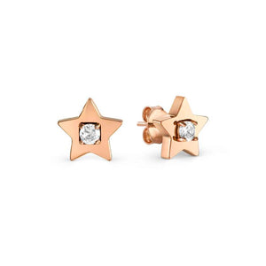 MYSOPHIE earrings in steel with fin. ROSE GOLD and cubic zirconia Star