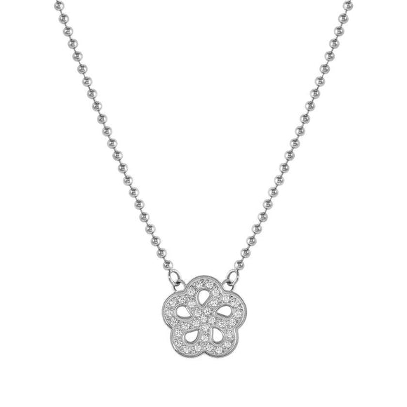 SOFFIO D'AMORE necklace in steel and cubic zirconia Flower