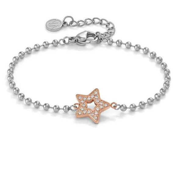 SOFFIO D'AMORE bracelets in steel with fin. BITONE and cubic zirconia Star
