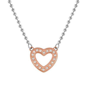SOFFIO D'AMORE necklace in steel with fin. BITONE and cubic zirconia Heart