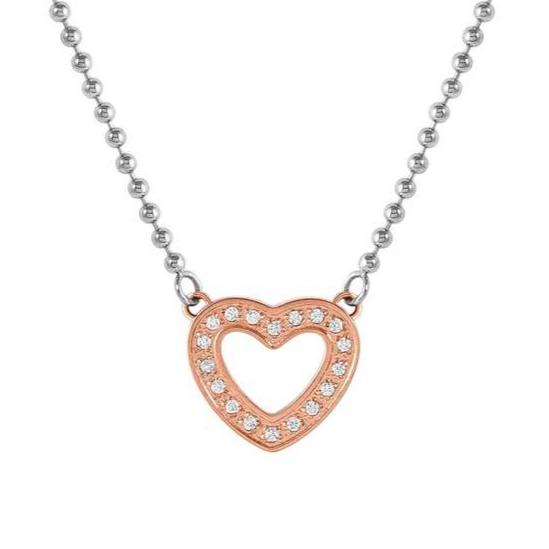 SOFFIO D'AMORE necklace in steel with fin. BITONE and cubic zirconia Heart