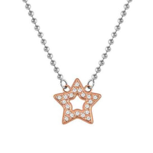 SOFFIO D'AMORE necklace in steel with fin. BITONE and cubic zirconia Star