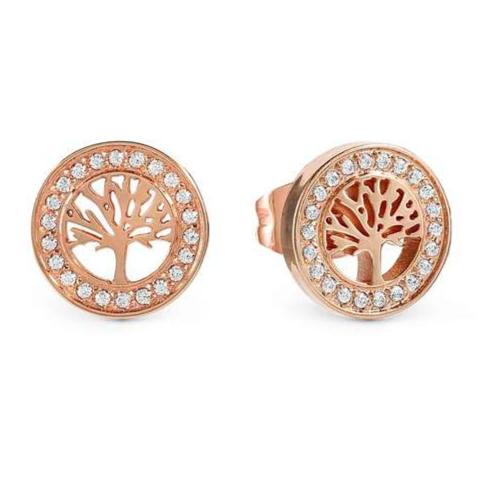 SOFFIO D'AMORE earrings in steel with fin. ROSE GOLD and cubic zirconia Tree life
