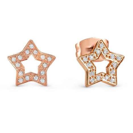 SOFFIO D'AMORE earrings in steel with fin. ROSE GOLD and cubic zirconia Star