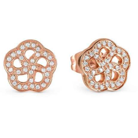 SOFFIO D'AMORE earrings in steel with fin. ROSE GOLD and cubic zirconia Flower