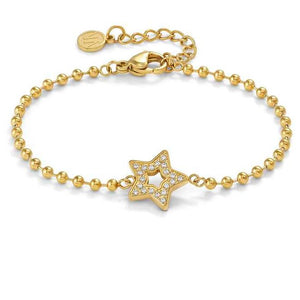 SOFFIO D'AMORE bracelets in steel with fin. YELLOW GOLD and cubic zirconia Star