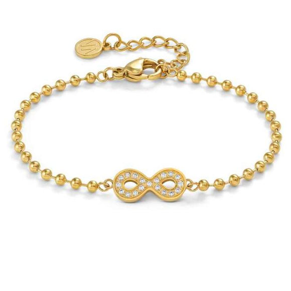 SOFFIO D'AMORE bracelets in steel with fin. YELLOW GOLD and cubic zirconia Infinite