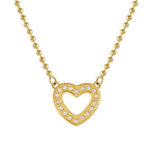 SOFFIO D'AMORE necklace in steel with fin. YELLOW GOLD and cubic zirconia Heart