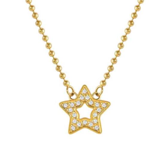 SOFFIO D'AMORE necklace in steel with fin. YELLOW GOLD and cubic zirconia Star