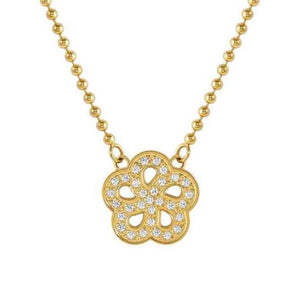SOFFIO D'AMORE necklace in steel with fin. YELLOW GOLD and cubic zirconia Flower