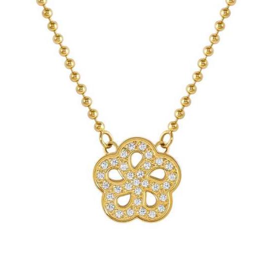 SOFFIO D'AMORE necklace in steel with fin. YELLOW GOLD and cubic zirconia Flower