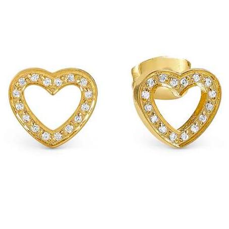 SOFFIO D'AMORE earrings in steel with fin. YELLOW GOLD and cubic zirconia Heart