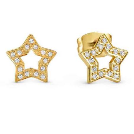 SOFFIO D'AMORE earrings in steel with fin. YELLOW GOLD and cubic zirconia Star