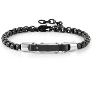 STRONG bracelet ed. DIAMOND, steel, 1 diamond with chain Stainless steel and Black