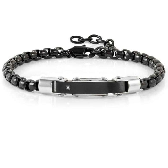 STRONG bracelet ed. DIAMOND, steel, 1 diamond with chain Stainless steel and Black