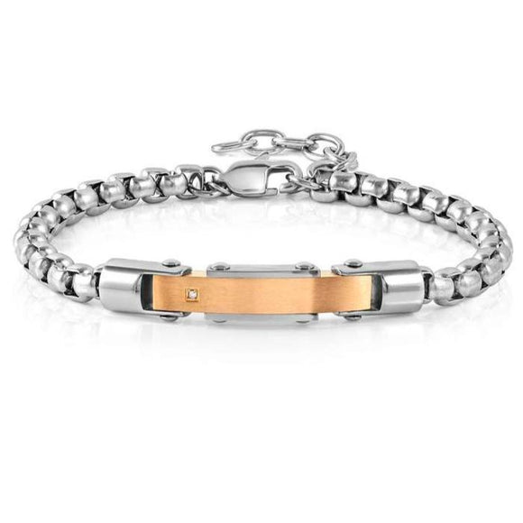 STRONG bracelet ed. DIAMOND, steel, 1 diamond, chain Steel and Rose Gold