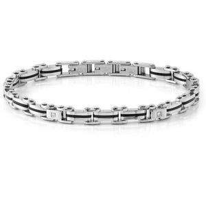 STRONG bracelet ed. DIAMOND, steel with fin. PVD and 4 diamonds WHITE