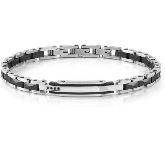 STRONG bracelet ed. DIAMOND, steel, ceramic and 4 stones BLACK Diamond