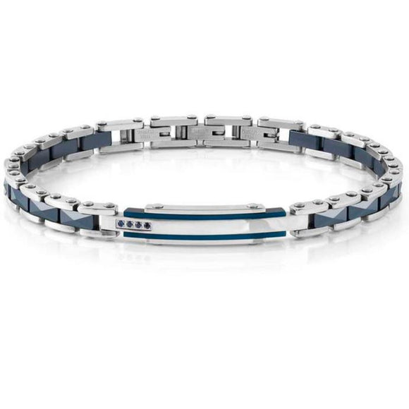 STRONG bracelet ed. DIAMOND, steel, ceramic and 4 stones Blue sapphire