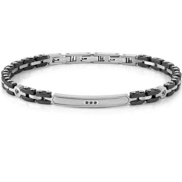 STRONG bracelet ed. DIAMOND, steel, ceramic and 5 diamonds BLACK