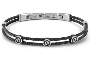 #SEALOVER steel cable bracelet with fin. BLACK PVD Anchor 135001/002