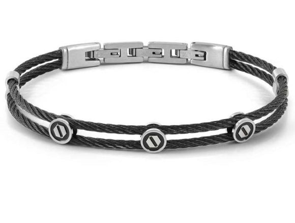 #SEALOVER steel cable bracelet with fin. BLACK PVD Anchor 135001/002