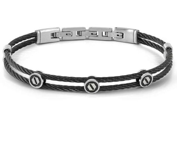 #SEALOVER steel cable bracelet with fin. BLACK PVD Nut 135001/032