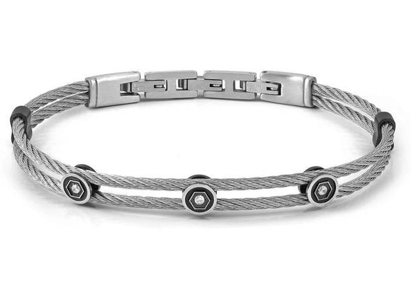 #SEALOVER cable bracelet in steel and cubic zirconia WHITE 135002/001
